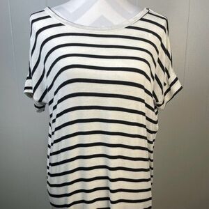 Bellamie Women’s Striped Criss Cross Back Tunic L Black & White